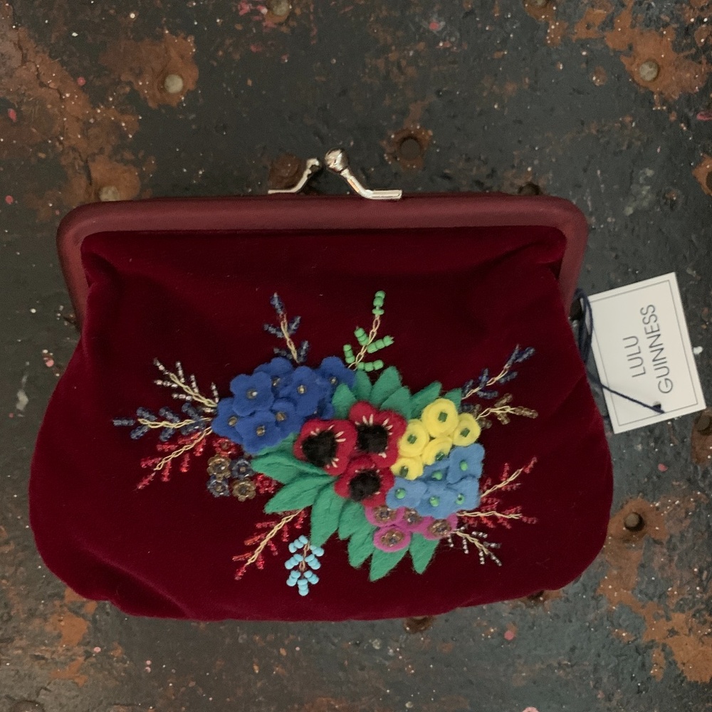 Lulu Guinness velvet floral frame purse. - Picture 5 of 5